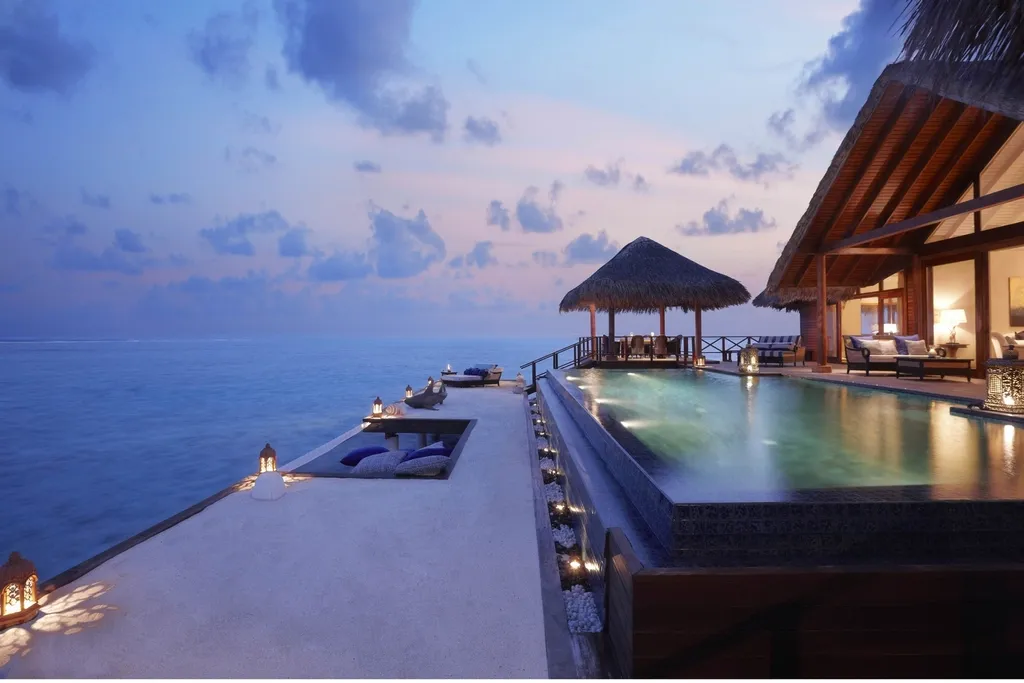 Crystal-clear backyard swimming pool water